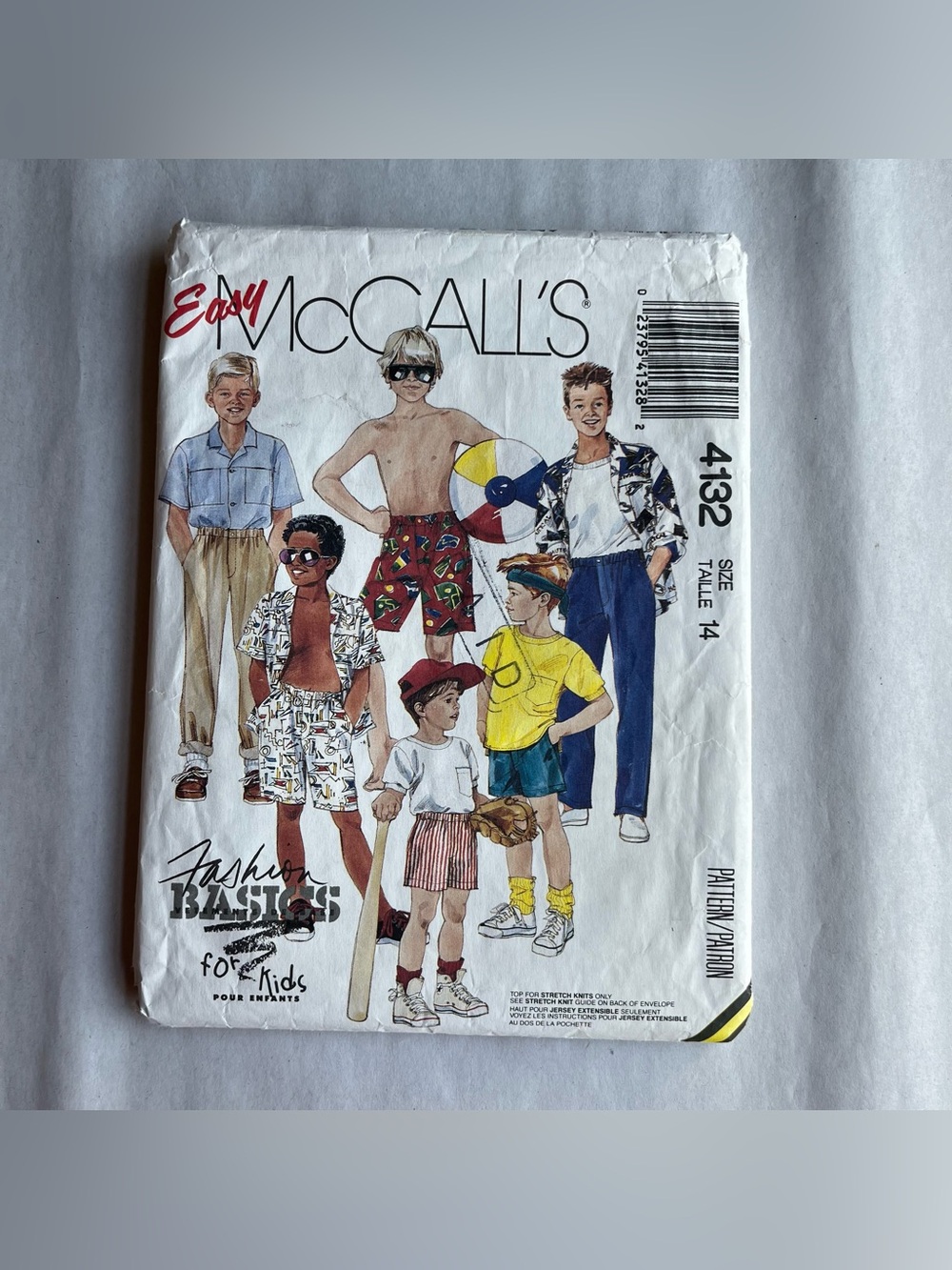 Vintage McCall's 4132 Children Boys Shirt Top Pant Shorts Sewing Pattern Size 14